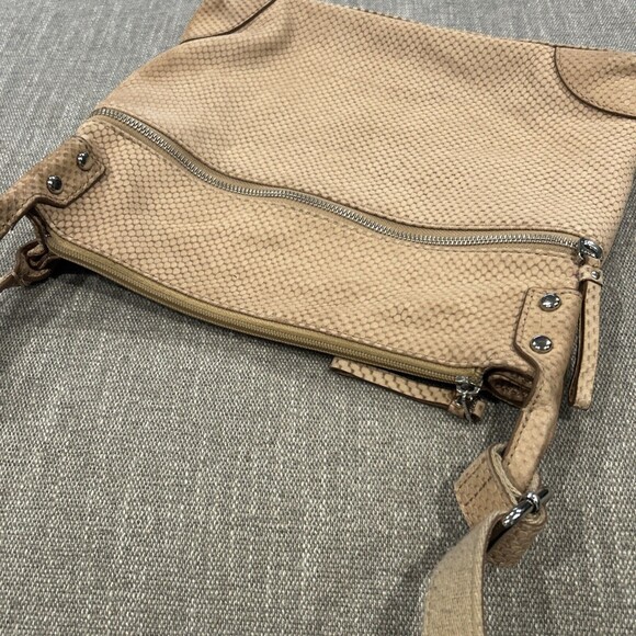 Fossil Brown Leather Crossbody Cowhide Purse Tan Brown Zipper Closure - Picture 6 of 12